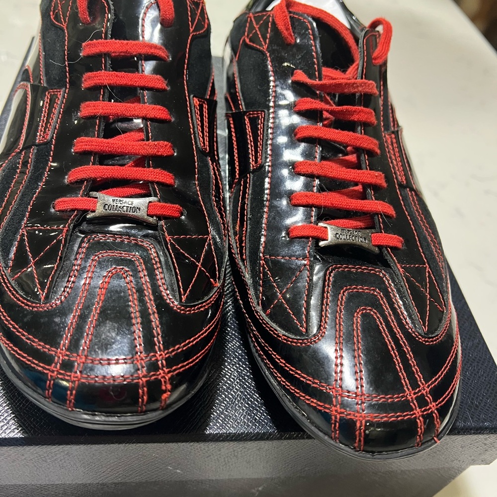 Versace Collection Black Red Sneakers
Men’s Size 11 US / 44 EU – Model VS 081 - Picture 6 of 12